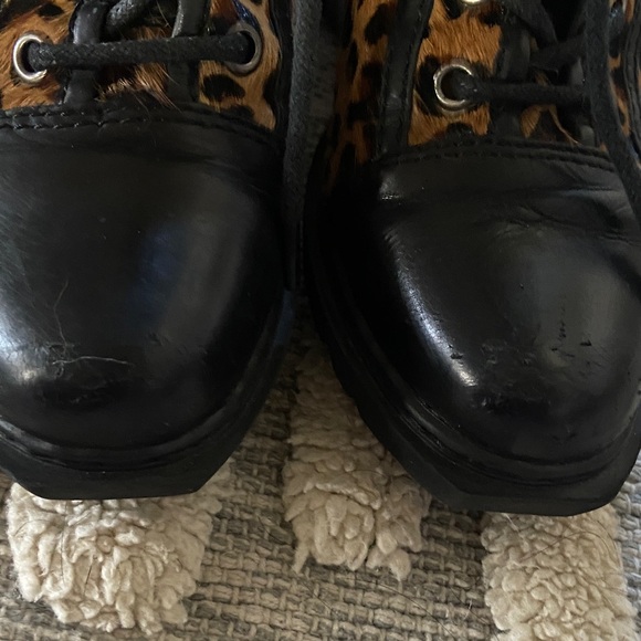 Opening Ceremony Black and Leopard Lace-Up Boots - Picture 6 of 7